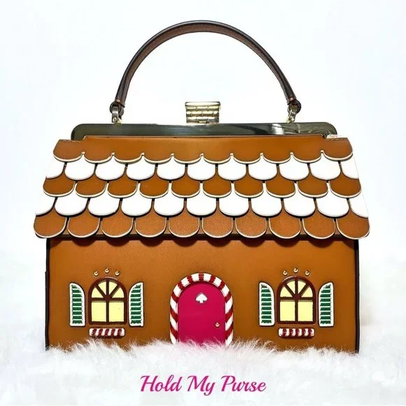 Kate Spade Gingerbread House Handbag & Gingerbread Man Keychain Charm NWT - Picture 6 of 15